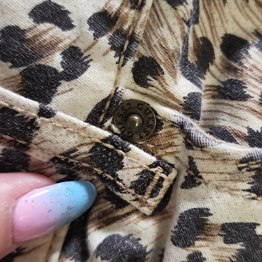 Vintage Guess Y2K Skinny Jeans Lowrise Leopard Print Pants